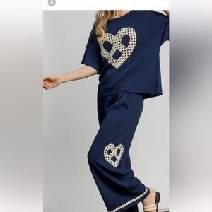 Womens Waffle Knit Top & Pants Set NWOT